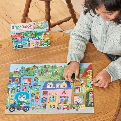 eeBoo Yumi’s Village 20 pc Jigsaw Puzzle - Vibrant Town & Animal Scene