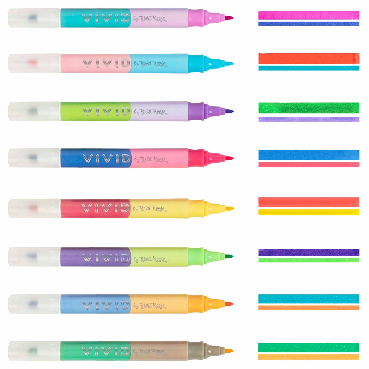 Layering Markers by Brea Reese - Set of 8 dual-color markers in assorted bright colors
