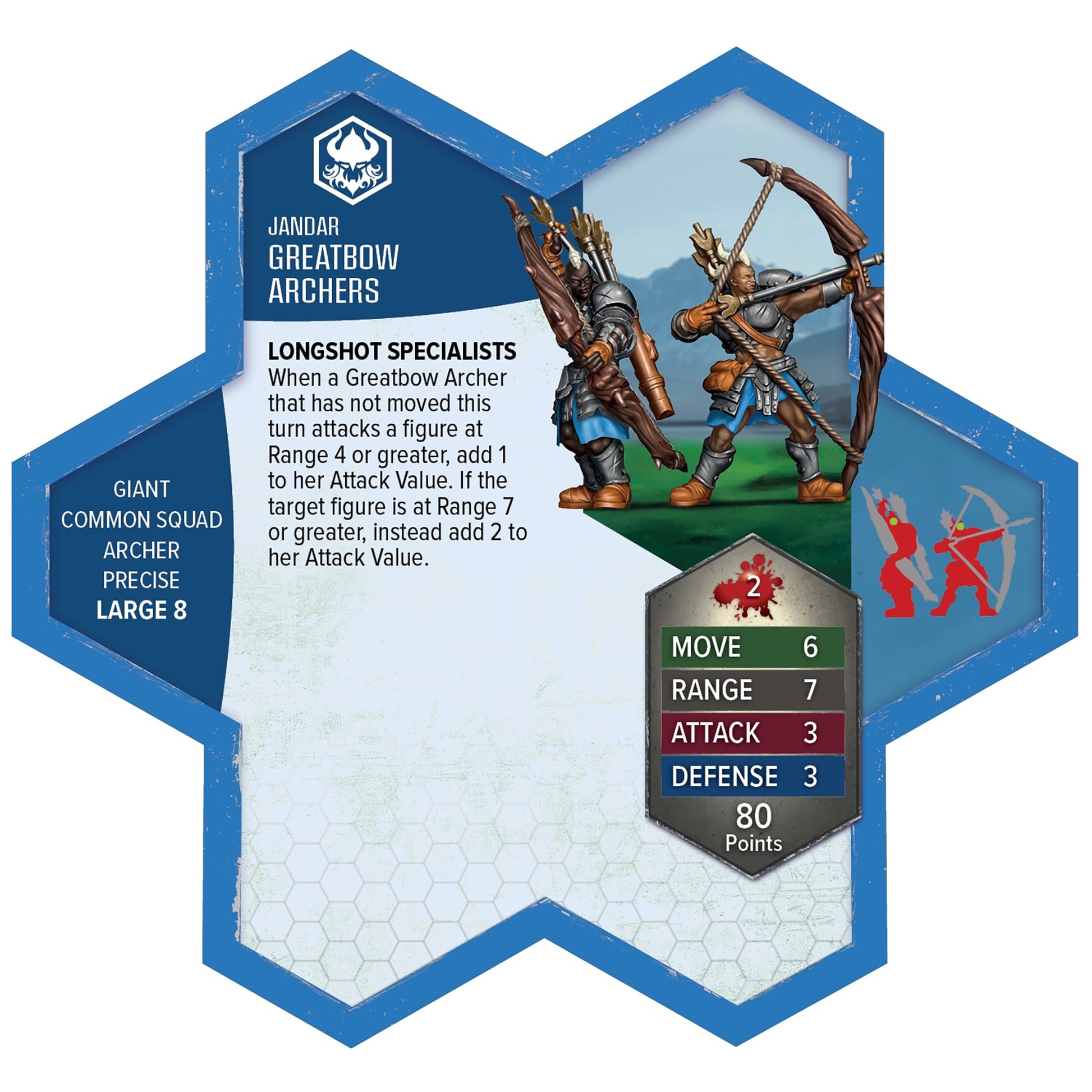 Heroscape Jandar Greatbow Archers expansion set with 2 blue and brown archer miniatures and game cards