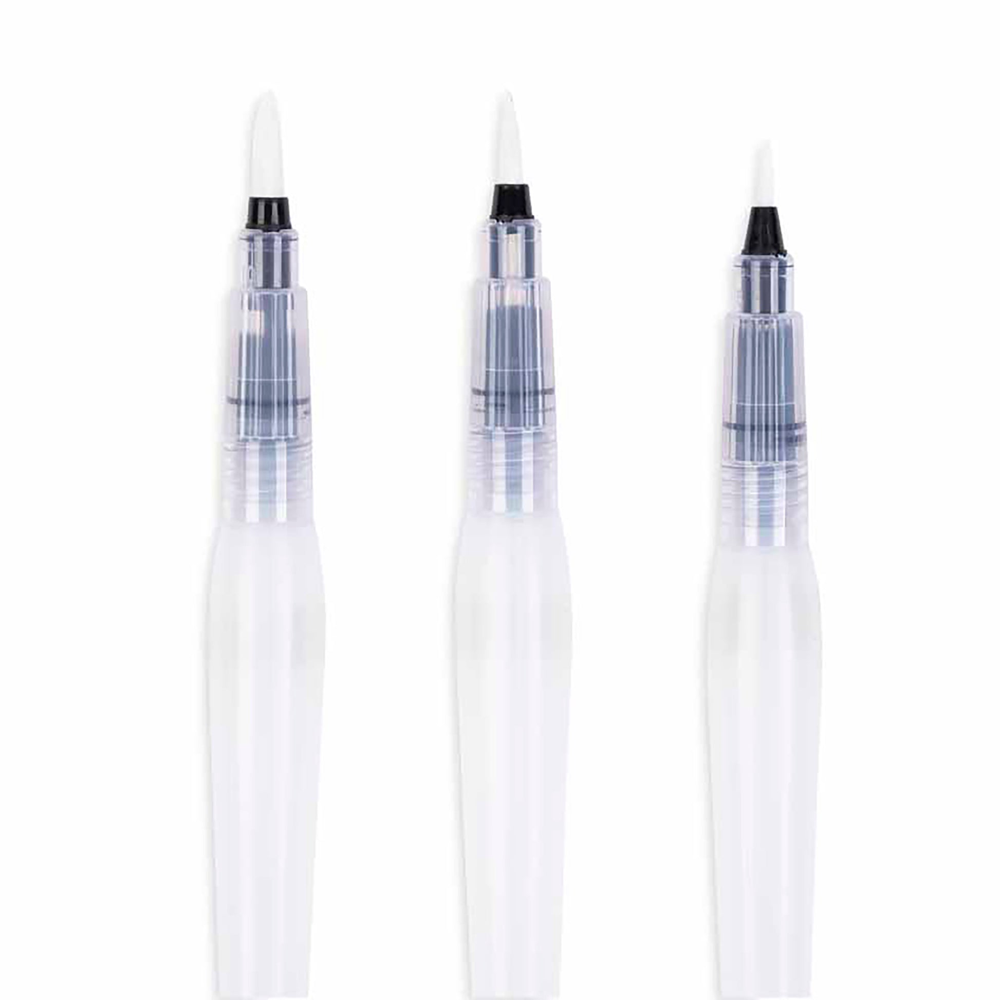 Water Brush Set 3pc with white handles and black ferrules
