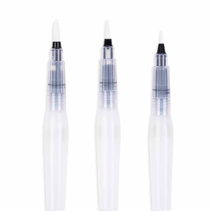 Water Brush Set 3pc with white handles and black ferrules