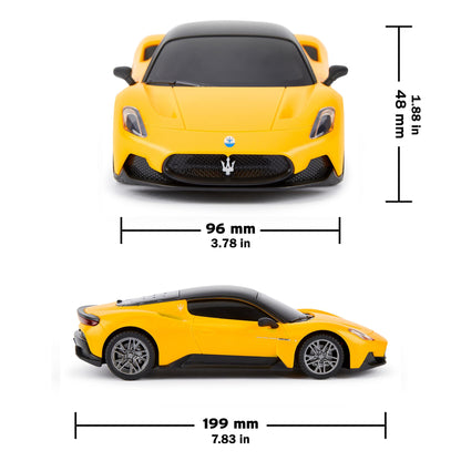CMJ RC Cars: Maserati MC20 - 1:24 Scale Yellow Radio Control Sports Car with LED Headlights
