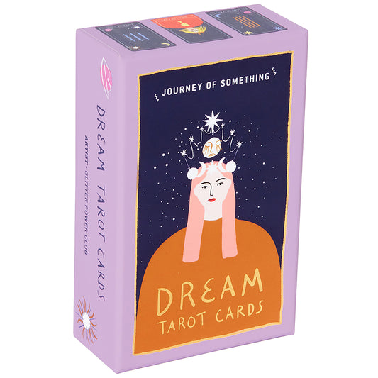 Dream Tarot Cards by JOS in purple box with illustrated woman and starry design