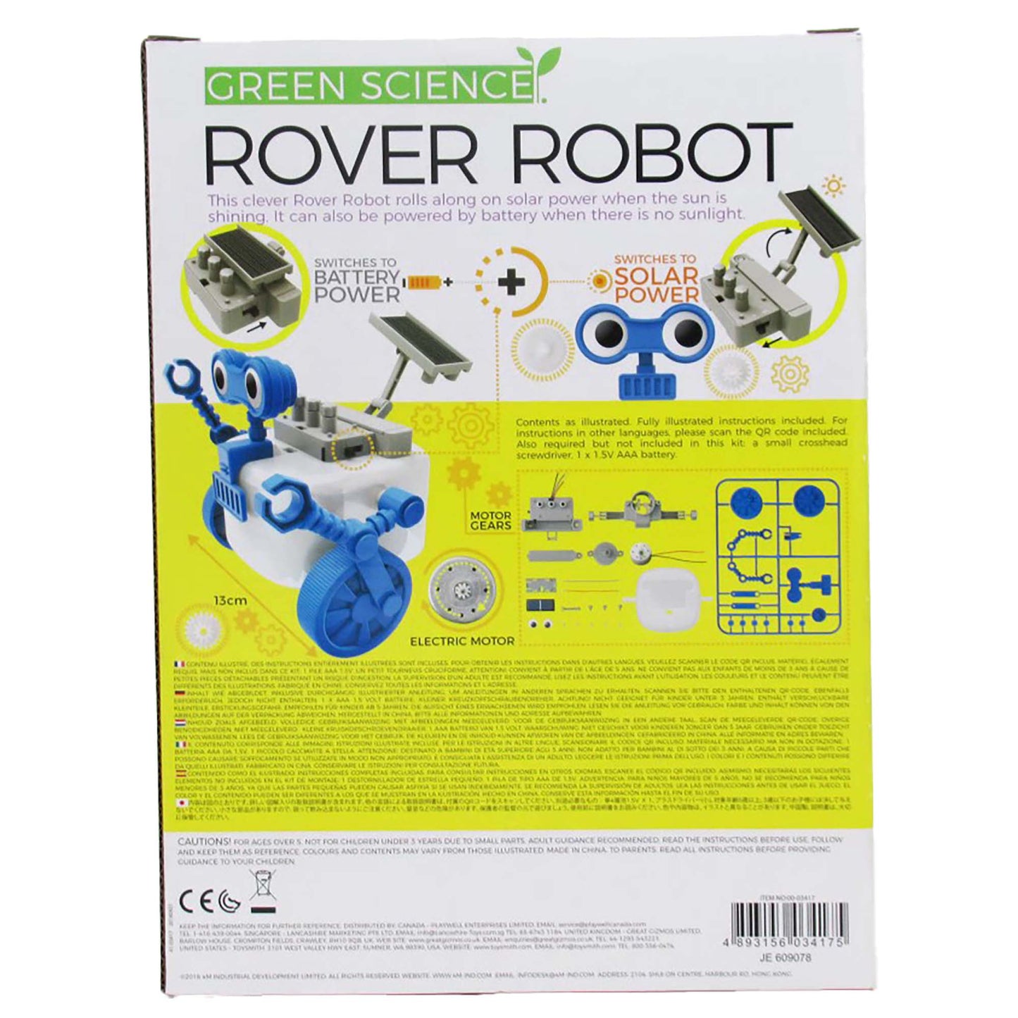 Green Science Rover Robot Solar-Powered Assembly Kit