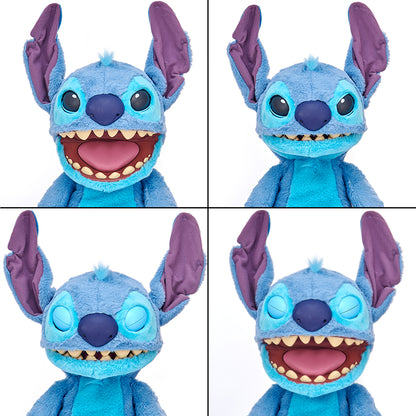 Disney RealFX Stitch Puppet with interactive mouth and eyes, blue plush toy
