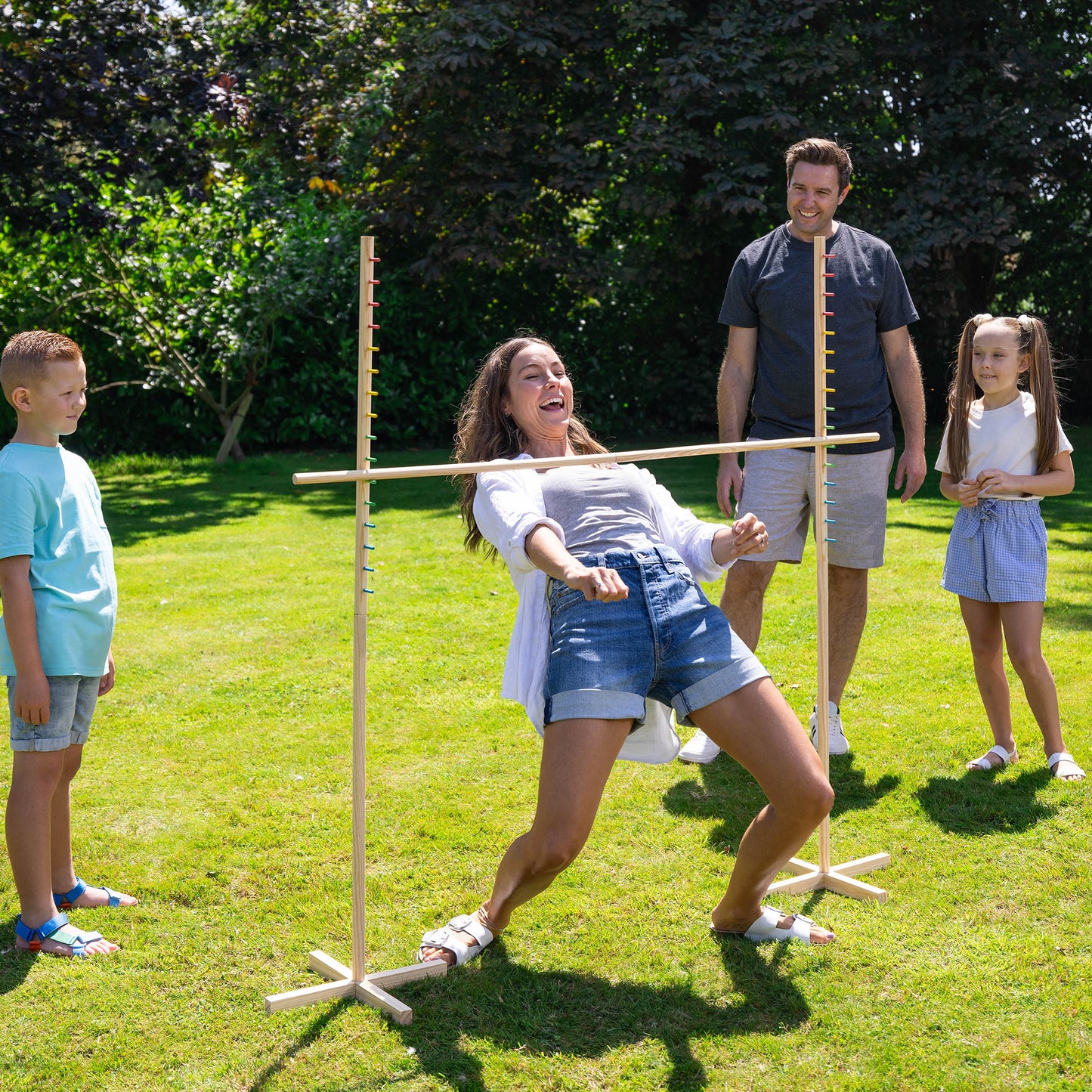 Grasshopper Games Limbo Wood Set Balance Game with Travel Bag for Family Play, Age 3+