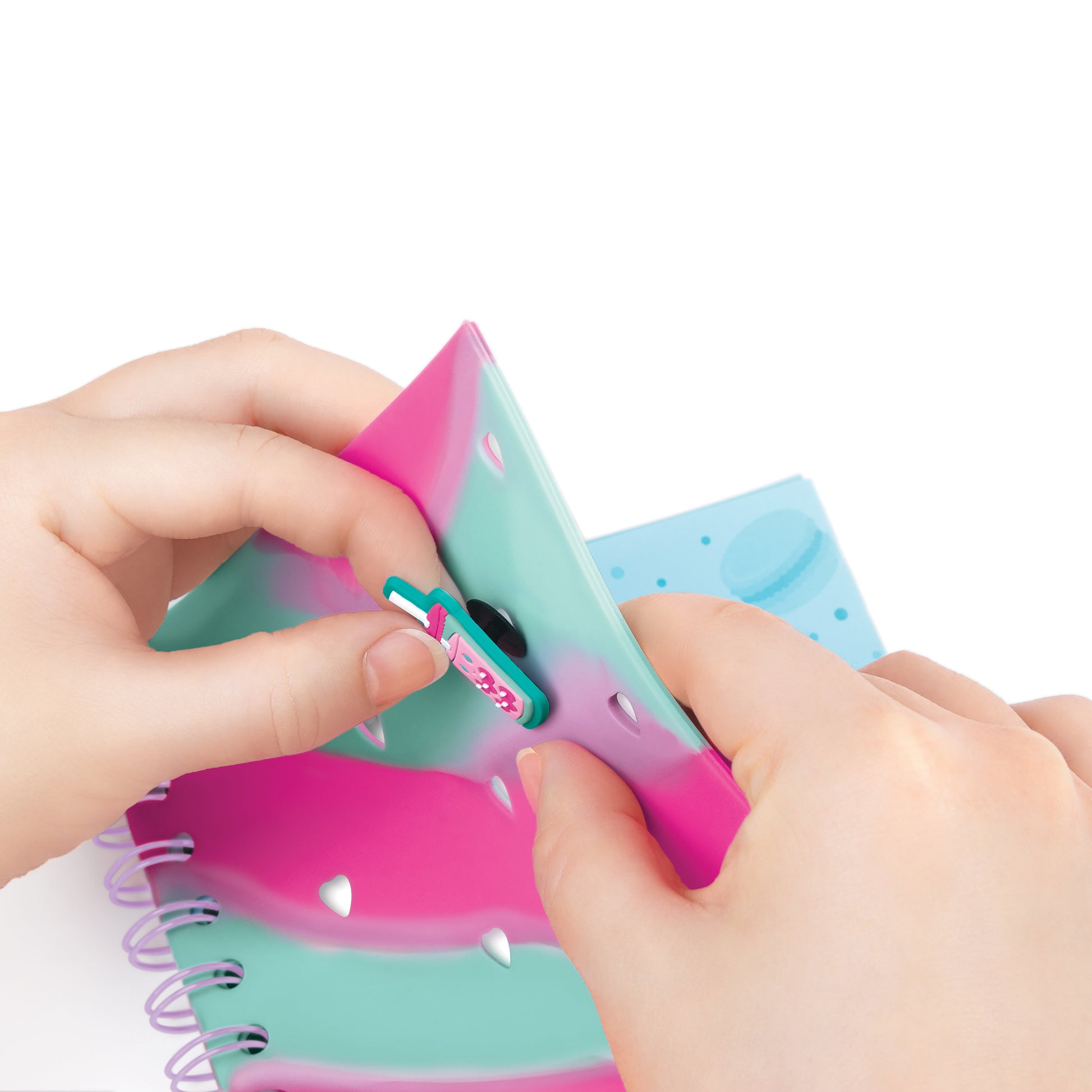 Glimmer & Glow Journal pink and teal silicone pouch with charms
