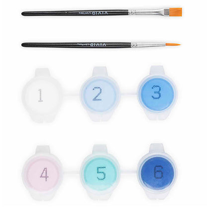 Mini Paint By Number Balloon Dog kit with brushes and 6 numbered color paints