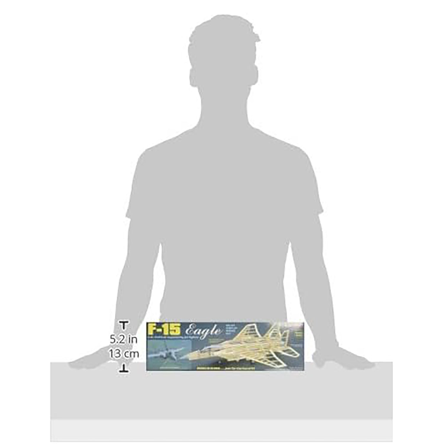 F-15 Eagle Model Kit with size comparison to human silhouette