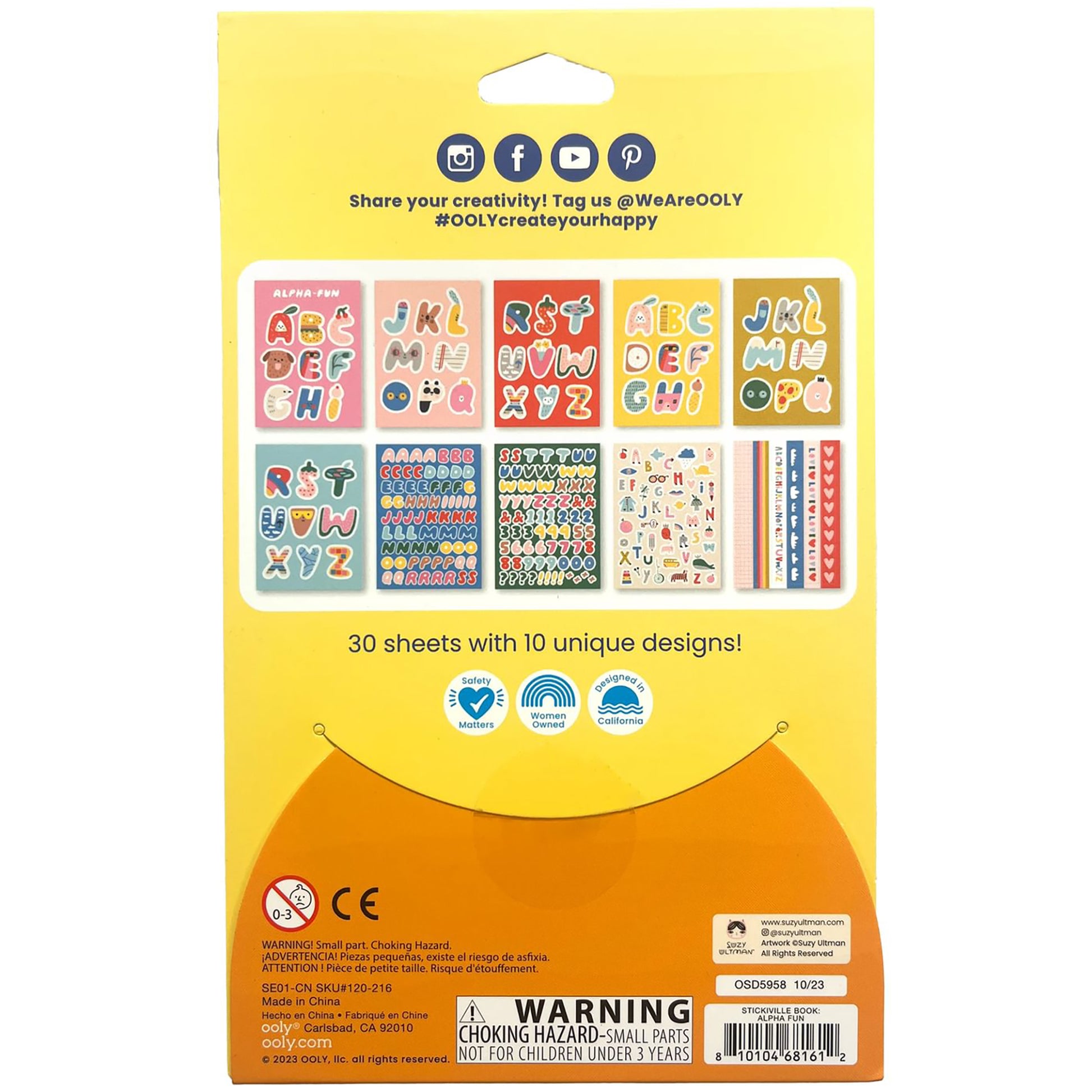 Stickiville Alpha-Fun Sticker Book with 30 sheets of colorful alphabet and letter stickers