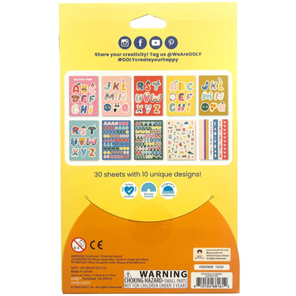 Stickiville Alpha-Fun Sticker Book with 30 sheets of colorful alphabet and letter stickers