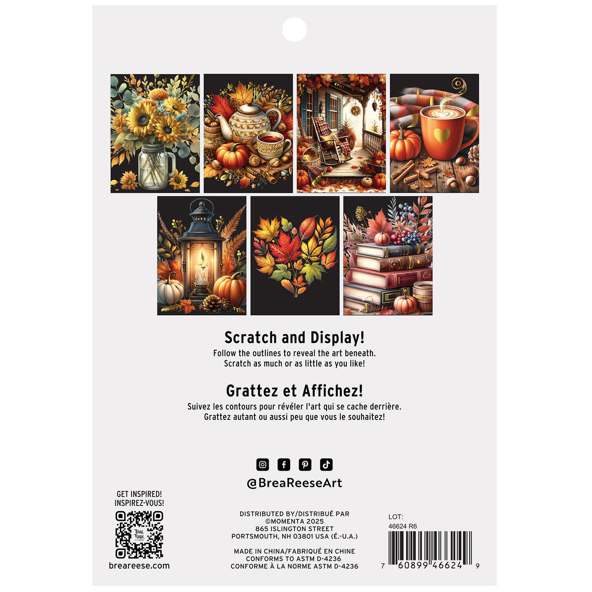 Scratch Art Paper Pad - Fall Florals with autumn-themed designs in gold, orange, and red