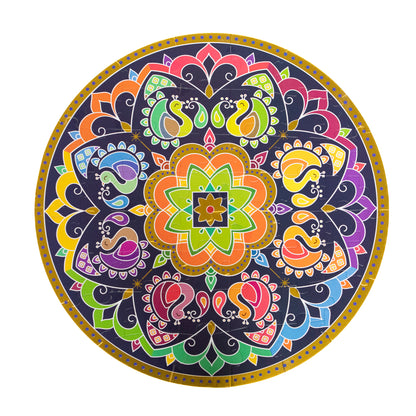 Rangoli Mandala Activity Bundle featuring colorful 48-piece puzzle and sticker book with vibrant geometric patterns