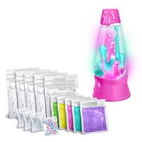 So Slime DIY Lava Slime Crafting Kit with pink lava lamp-style container and packets of colorful slime materials