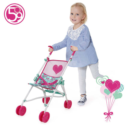 509 Crew Mint Heart doll stroller with pink and mint colors for kids ages 3+