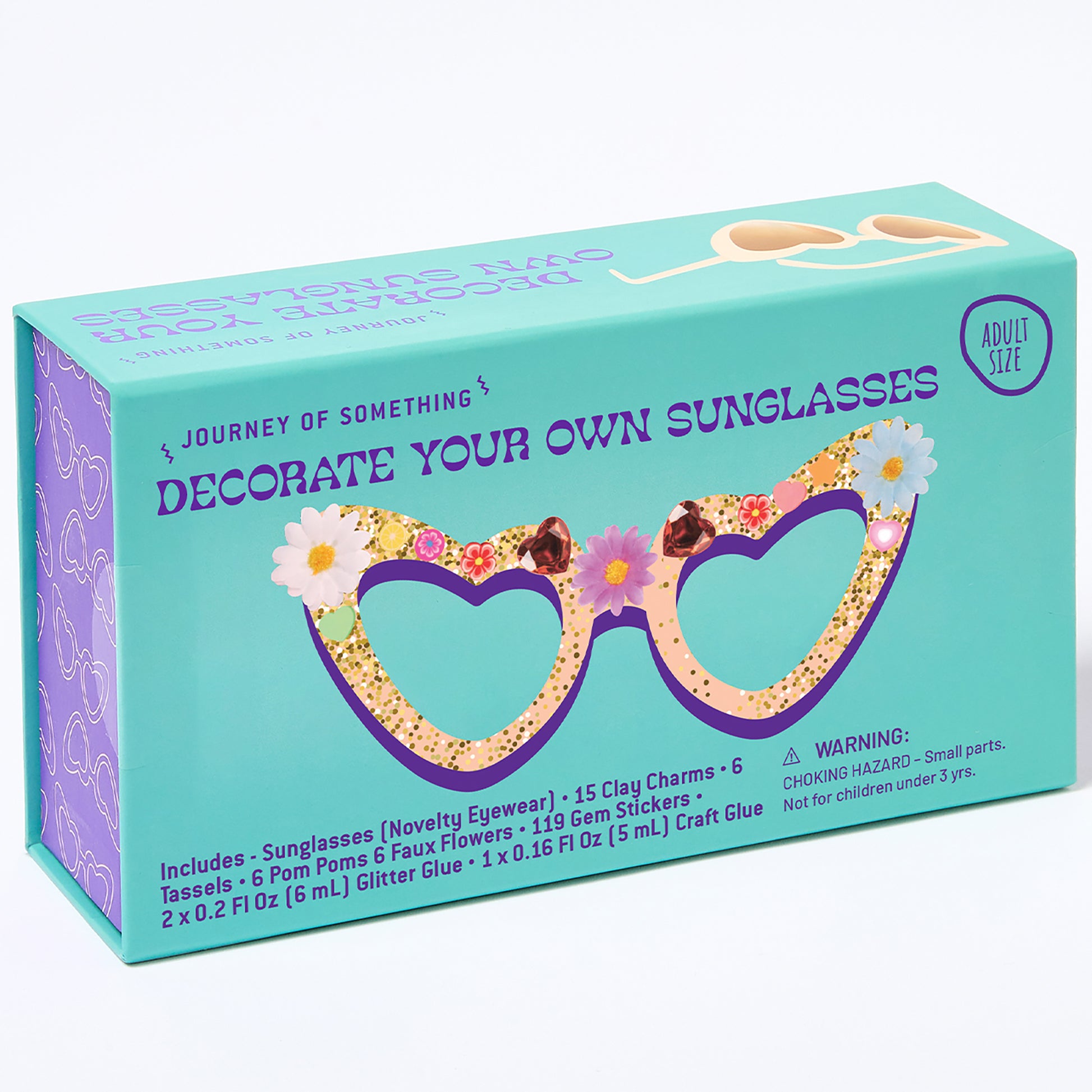 JOS Decorate Your Own Sunglasses Heart craft kit with purple frames and decorative accessories