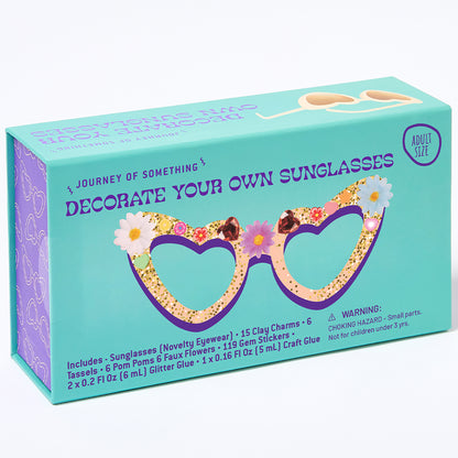 JOS Decorate Your Own Sunglasses Heart craft kit with purple frames and decorative accessories