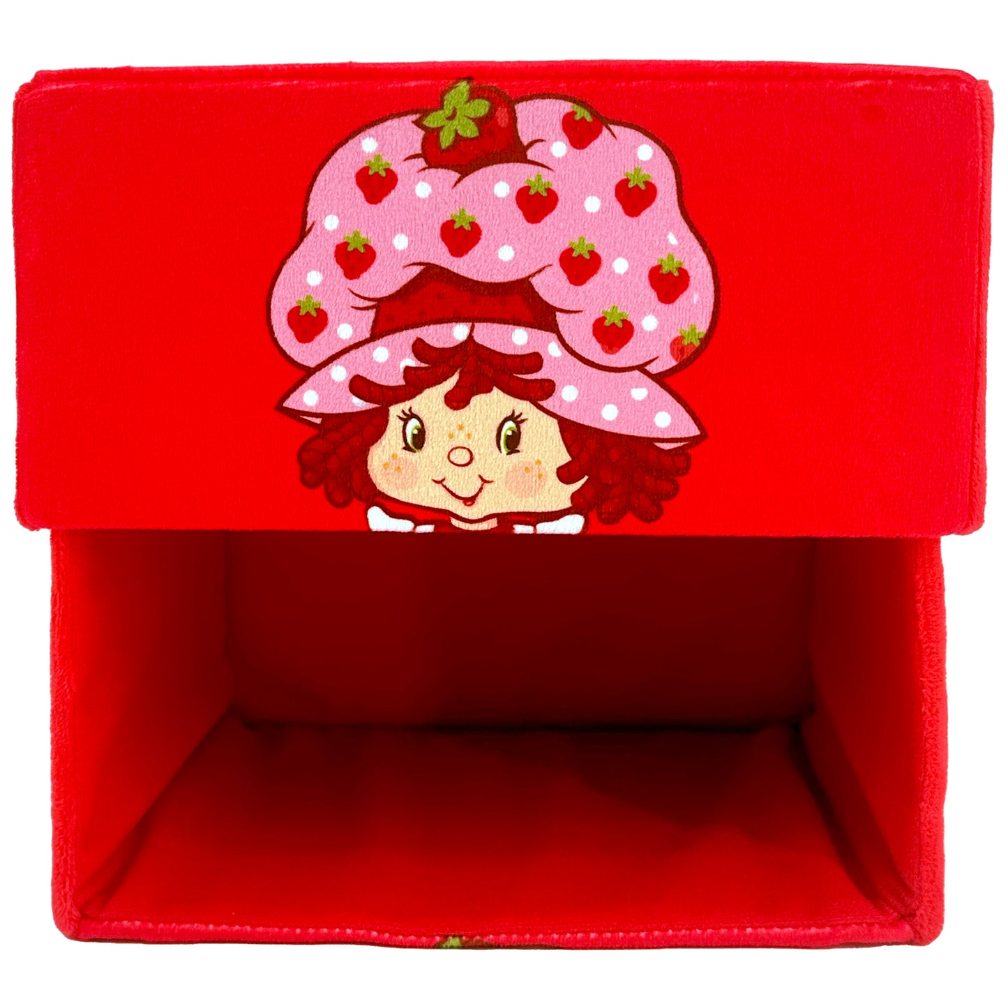 Strawberry Shortcake Storable 8" plush toy with pink strawberry hat and red storage box