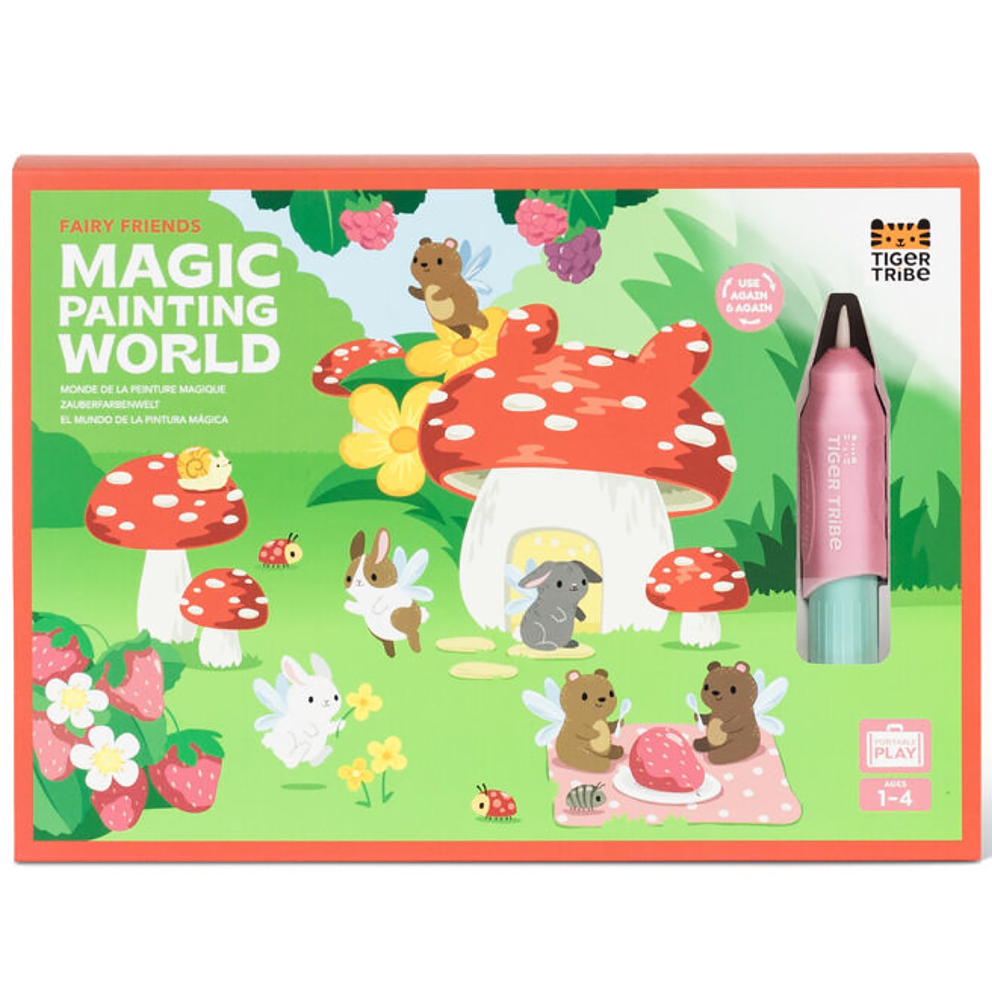Tiger Tribe Magic Painting World Fairy Friends water painting set with reusable cards and pink brush pen