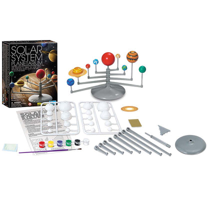 KidzLabs Solar System Planetarium kit with colorful planet models, orbital arms, and paint supplies