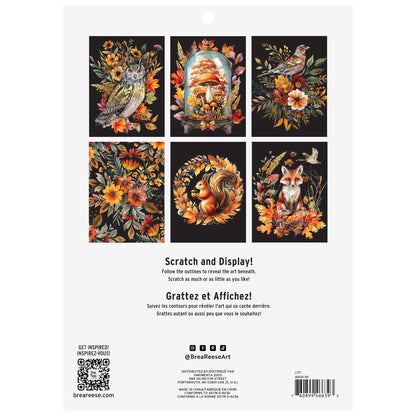 Scratch Art Paper Pad - Autumn Equinox with fall florals and wildlife designs