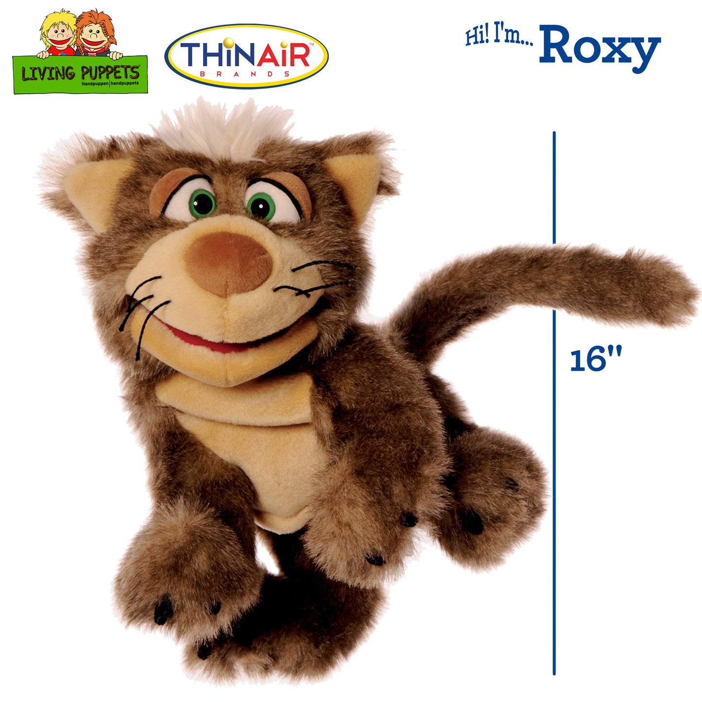Living Puppets Roxy The Brown Cat 16" Plush Hand Puppet