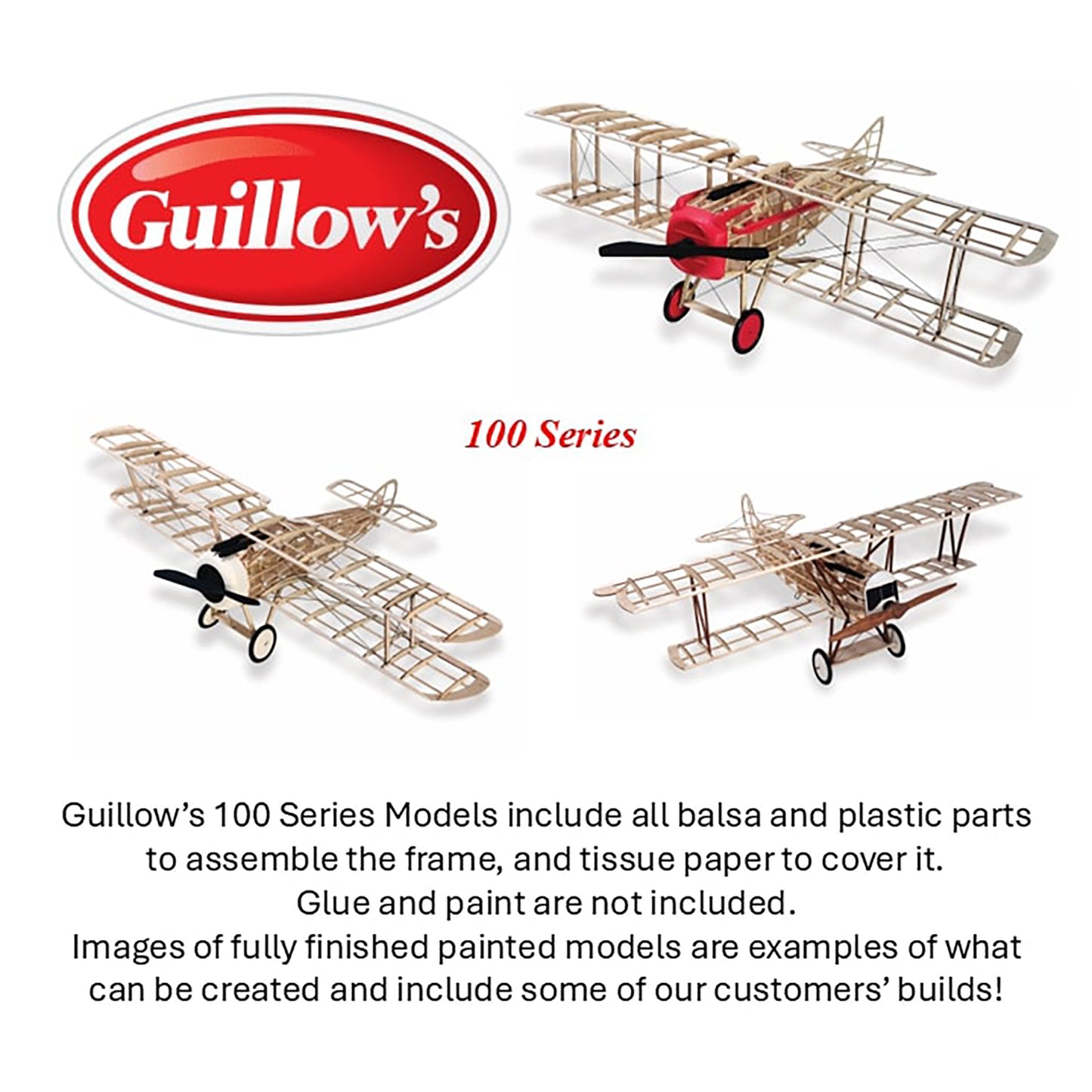 Guillow's 100 Series Spad VII balsa wood model airplane kit with tissue paper