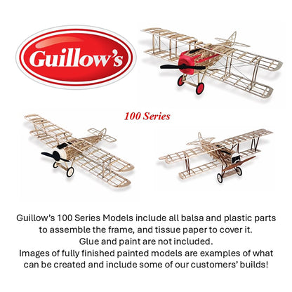 Guillow's 100 Series Spad VII balsa wood model airplane kit with tissue paper