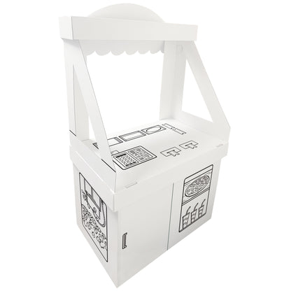 Easy Playhouse Snack Stand cardboard playhouse with awning and food graphics
