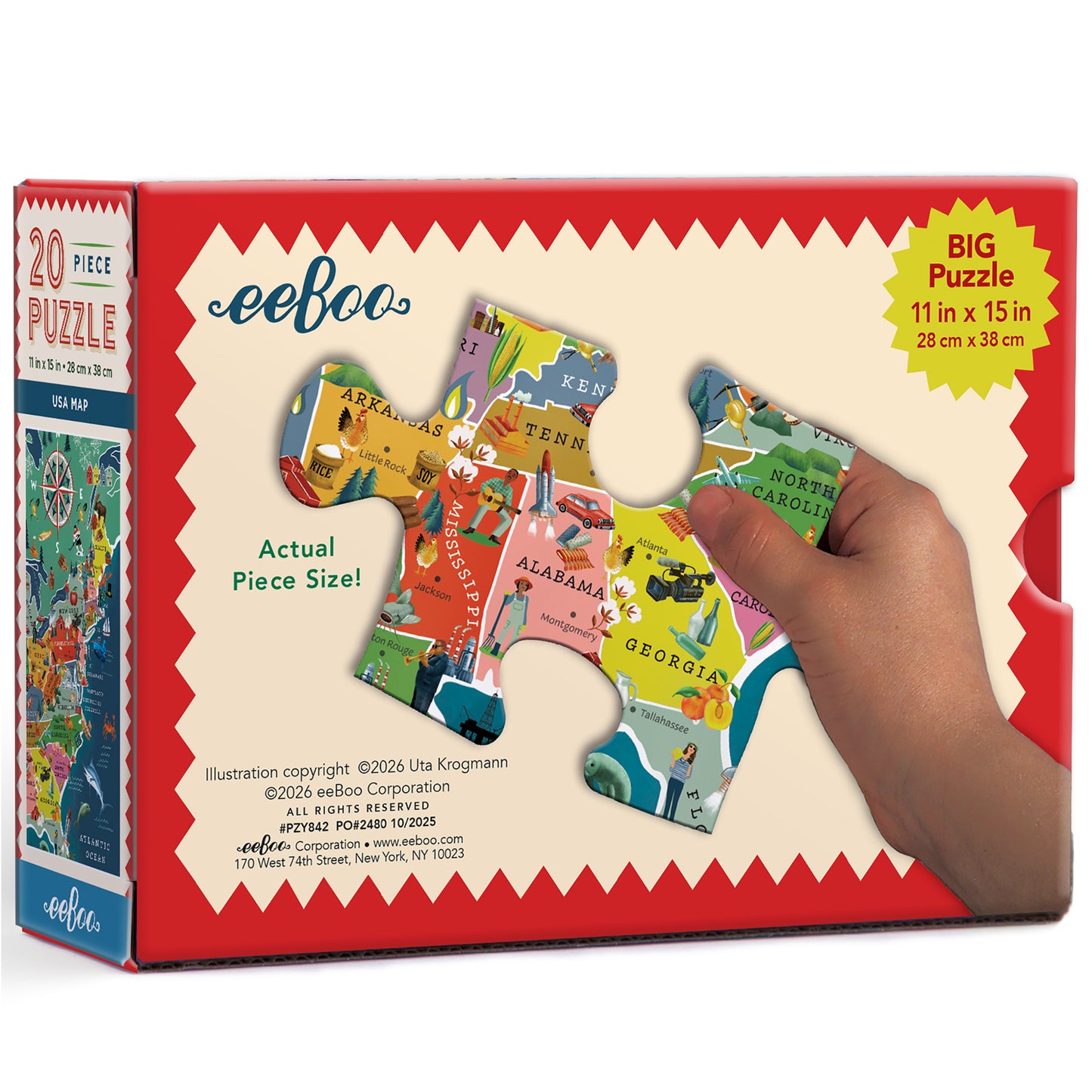 eeBoo 20 Piece USA Map Puzzle - Colorful big puzzle pieces for children
