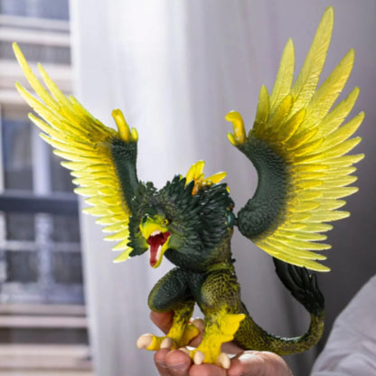 Eldrador Creatures Jungle Raptor toy with yellow wings and green body