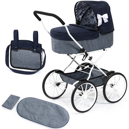 Bayer Design Dolls Pram Classic Navy Grey with accessories
