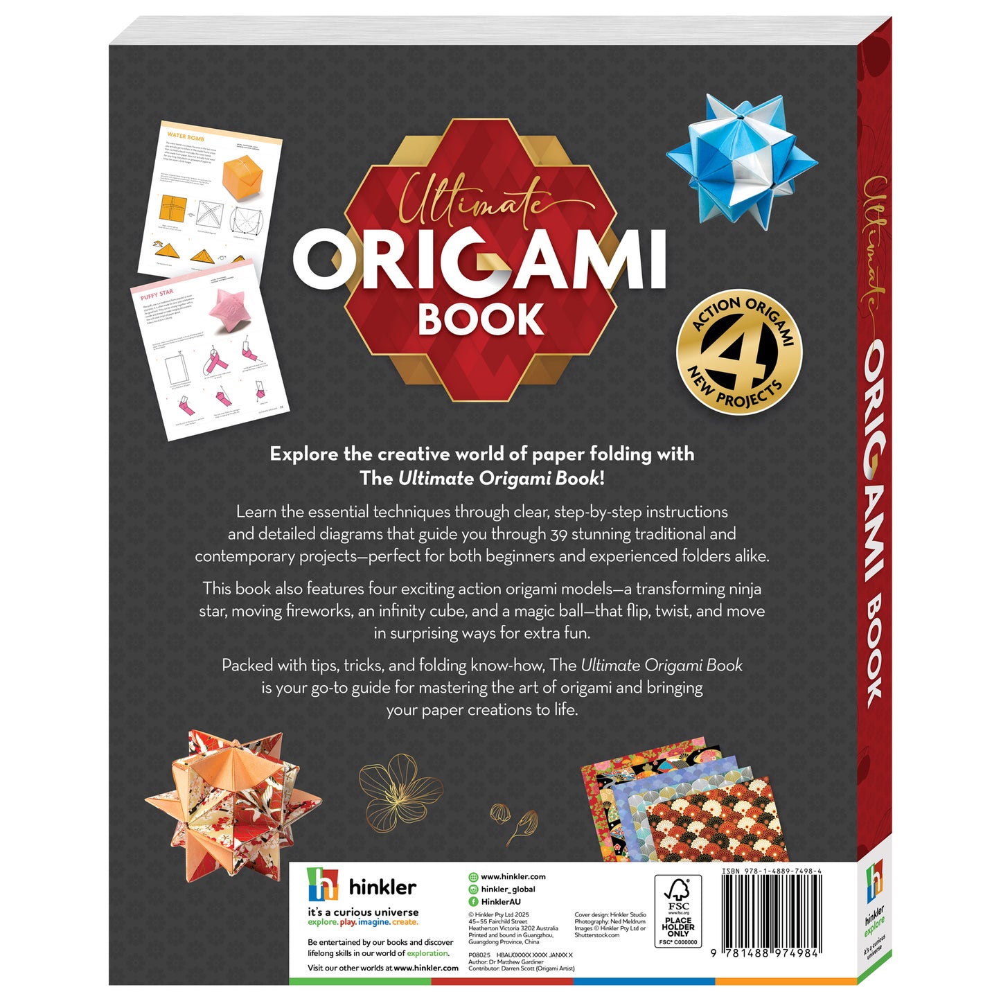 Ultimate Origami Book by Hinkler with step-by-step instructions and colorful paper folding projects