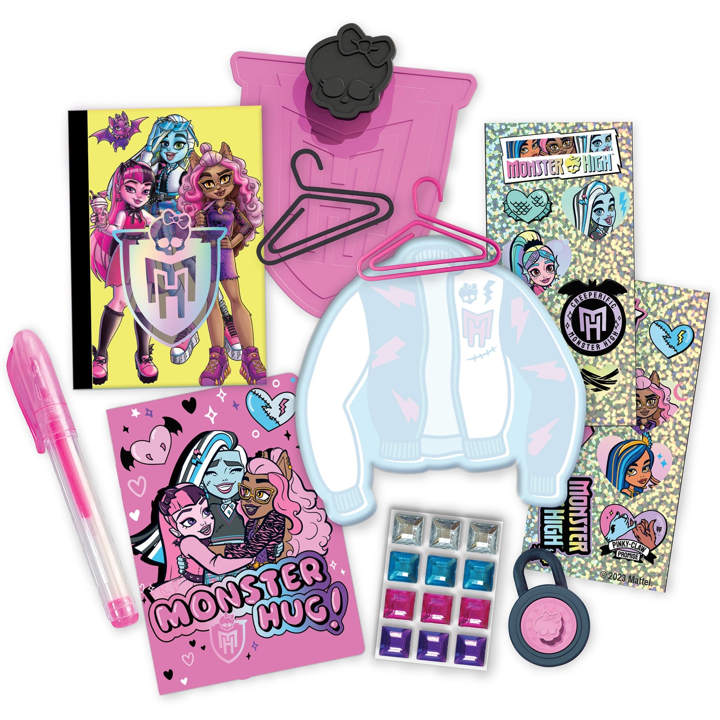 Monster High Locker Activity Set with pink locker, accessories, and sticker sheets