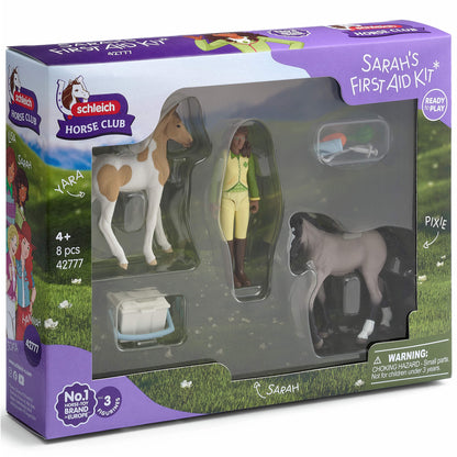 Schleich Horse Club Sarah's First Aid Kit playset with figure, horses, and accessories