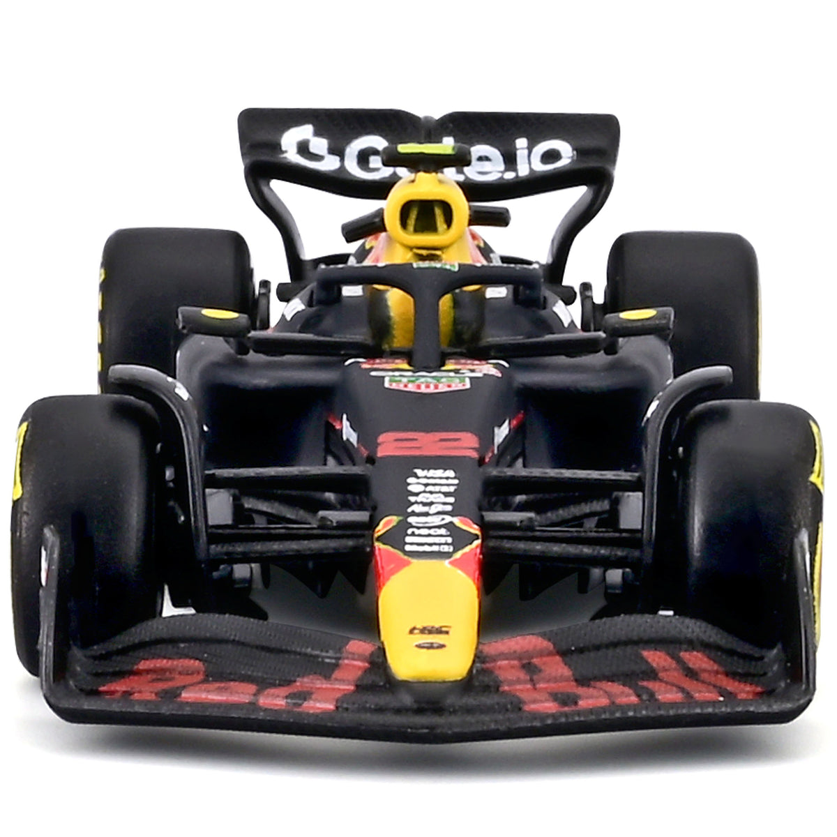 Bburago 1:64 Red Bull RB21 diecast race car in yellow and black on collector blister card