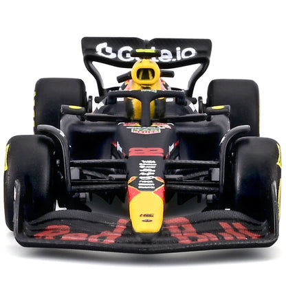 Bburago 1:64 Red Bull RB21 diecast race car in yellow and black on collector blister card