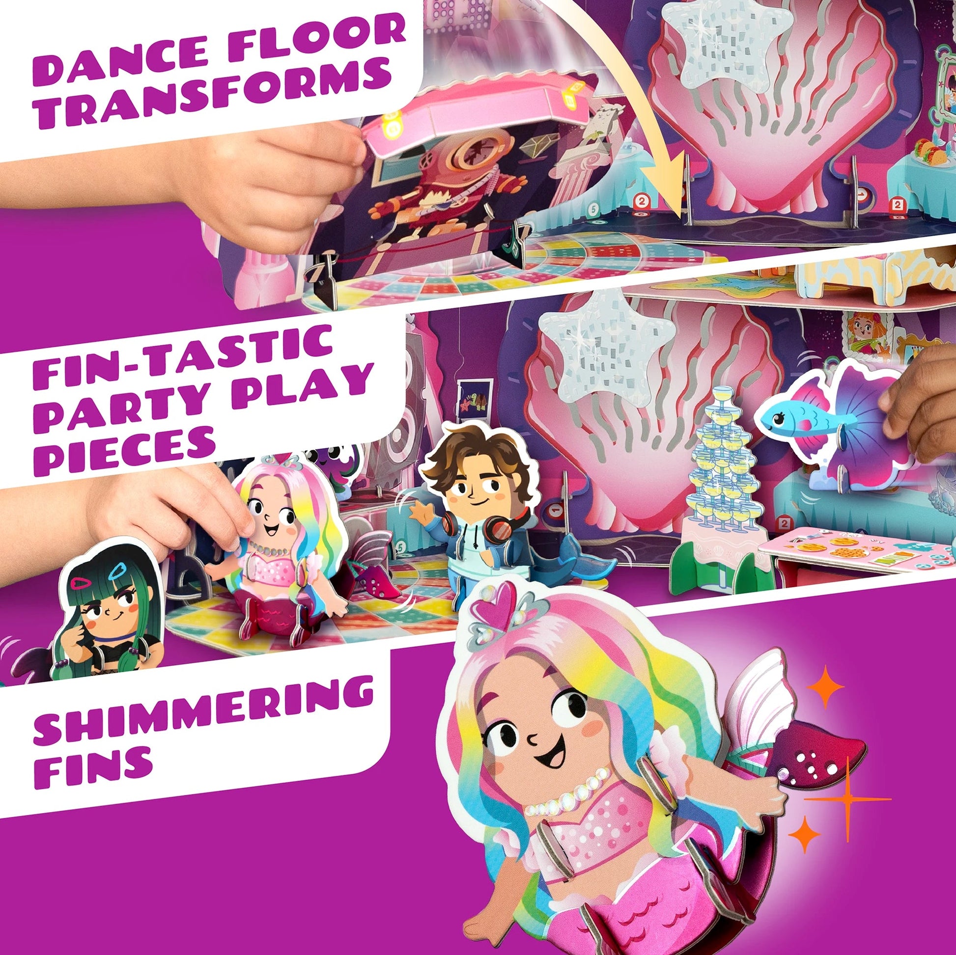 Coral Castle Majesik Mermaids Playset with dance floor, mermaid figures, and shimmering fins