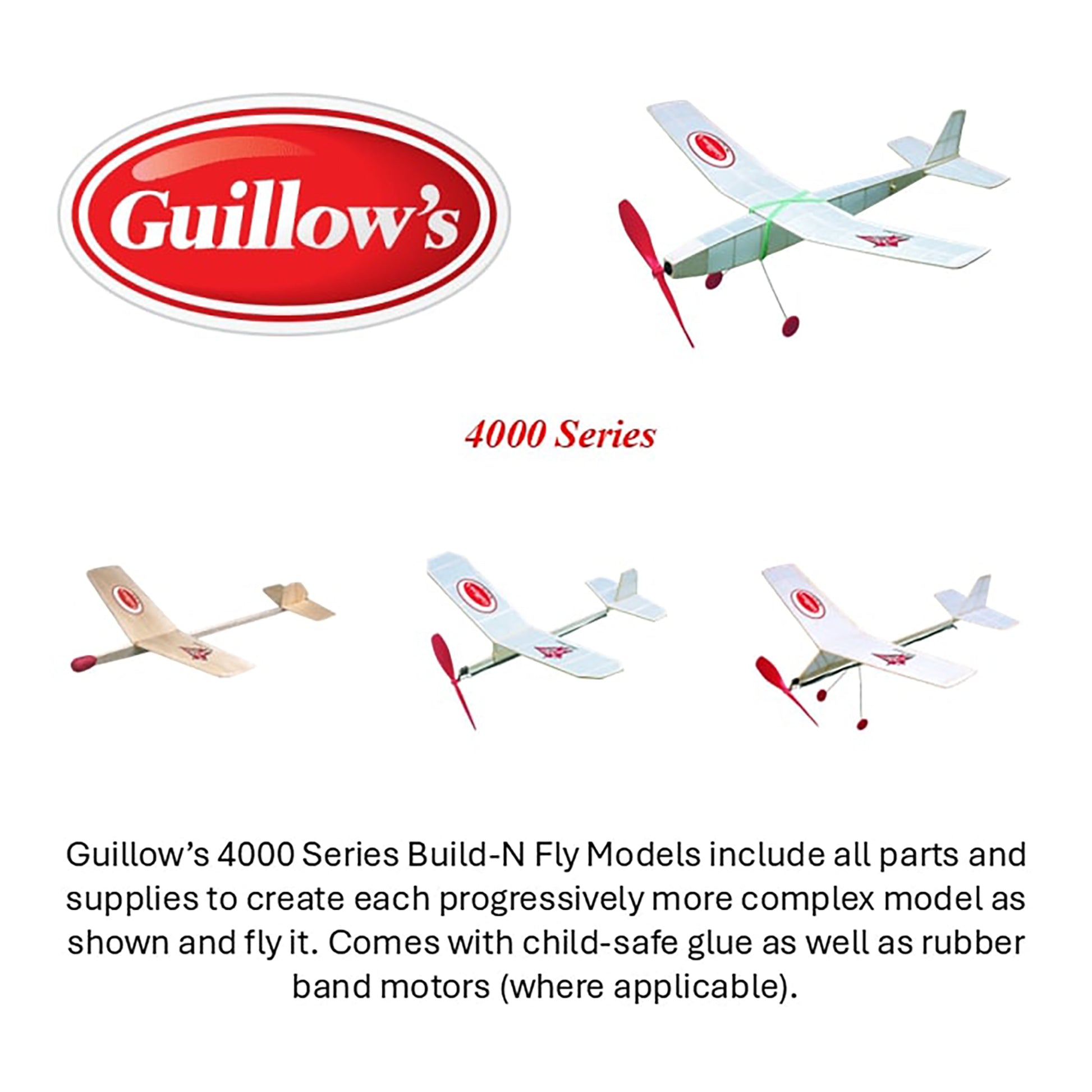 Guillow's Build-N-Fly Model Kit: Cadet rubber band powered balsa wood airplane