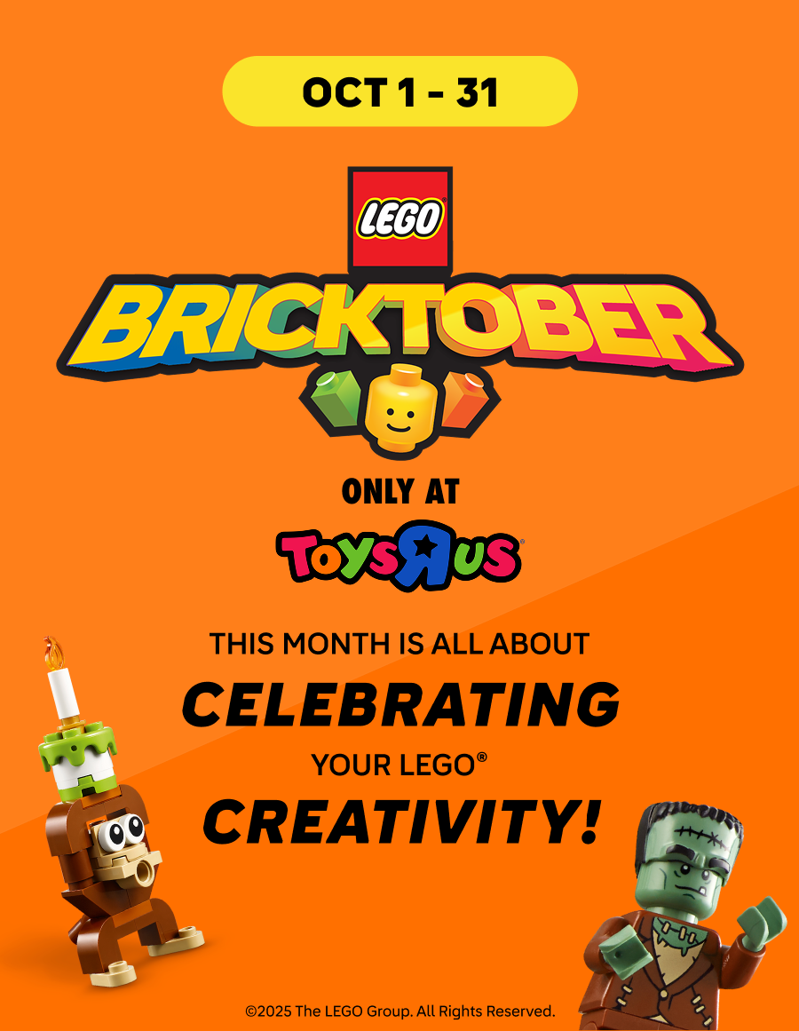 lego bricktober only at toys r us. Oct 1-31 this month is all about celebrating your lego creativity.