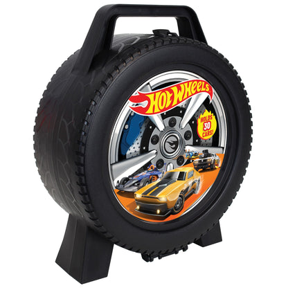 Mattel Hot Wheels 30-Car Portable Storage Case – Wheel-Shaped 1:64 Scale Organizer