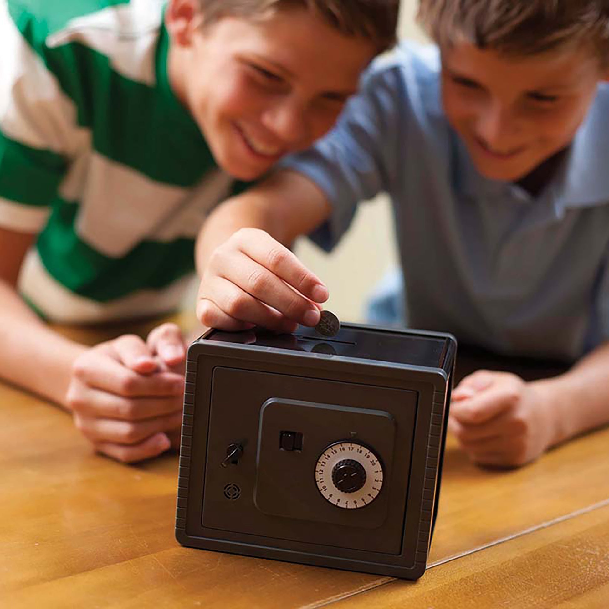 KidsLabs Buzz Alarm Money Safe STEM Kit with black safe and combination dial