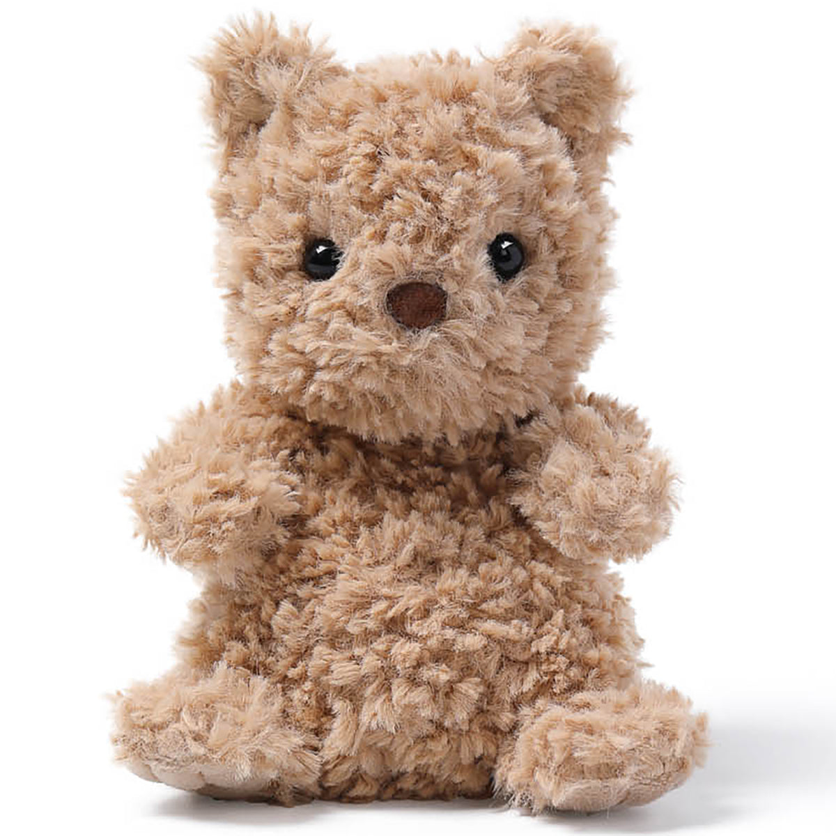 MCHUGS Mini Comfort Bear Lazy 6-inch plush in tan with black eyes and brown nose, sitting upright