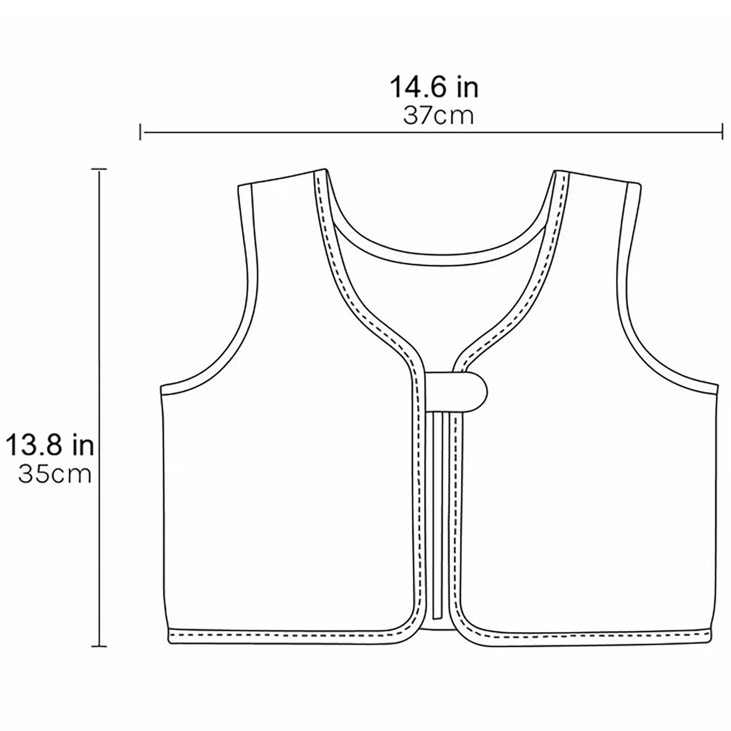 Kids Swim Vest 3-6 Strawberry Sunshine front and back view with measurements