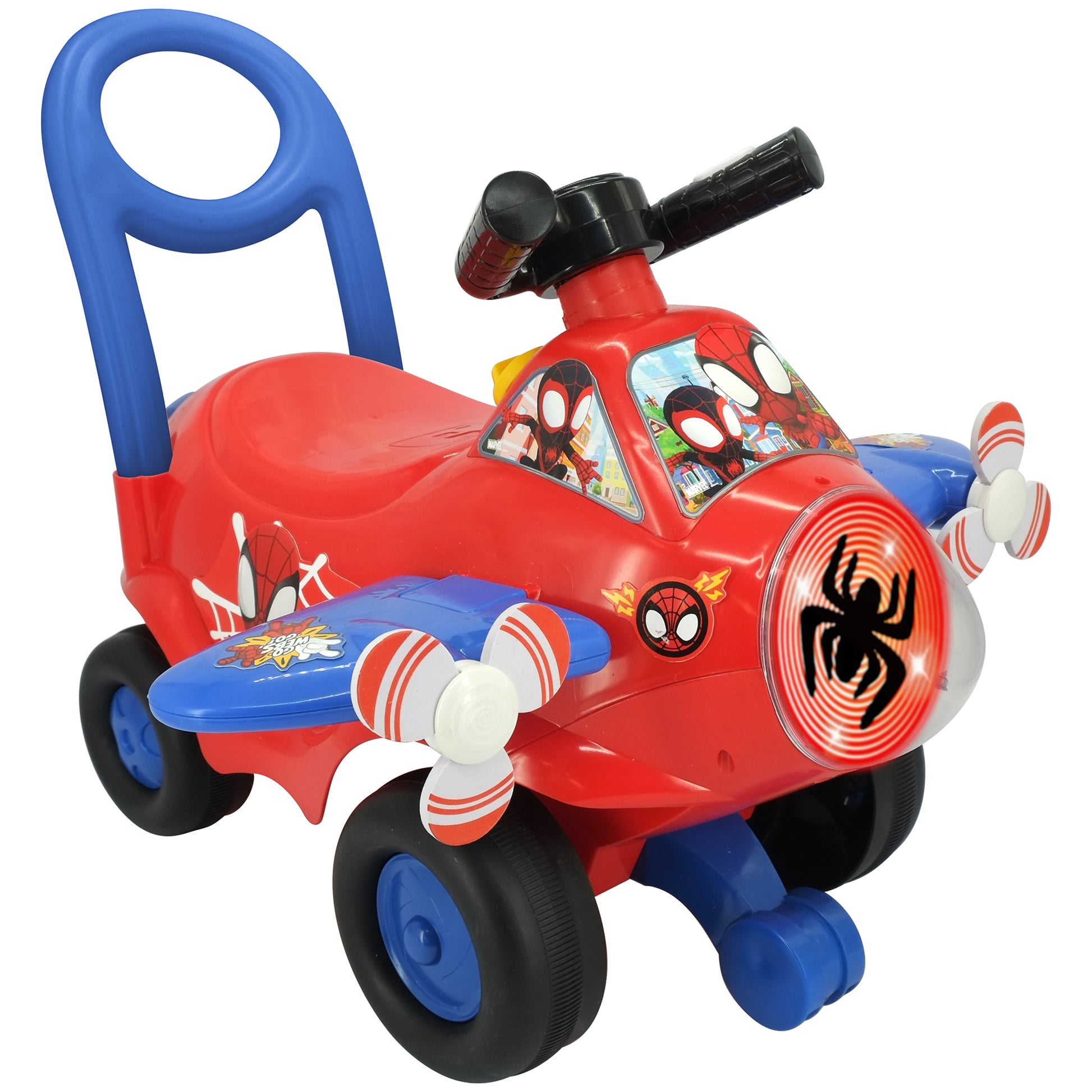 Activity Plane Ride-On Spidey red and blue toy with interactive features