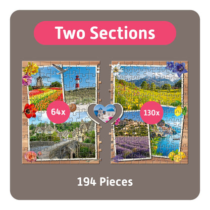 TEAMPUZZLE Dream Destinations 194pc puzzle set with 64pc and 130pc sections, scenic landscape images