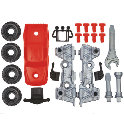 Tool Tech Take Apart Truck & Power Drill STEM Building Set with red truck body, gray drill with bits, wheels, and acc...