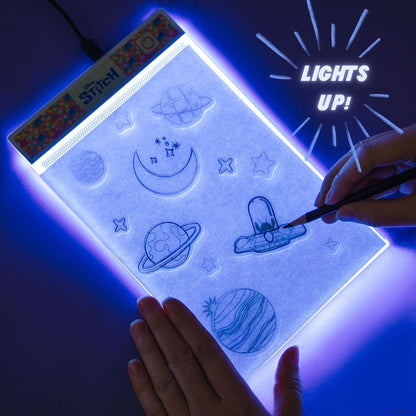 Light-Up Sketch Pad: Disney Stitch with blue LED lights and drawing pen