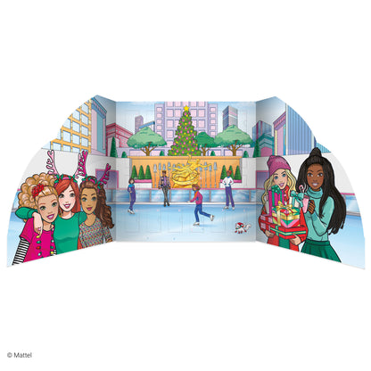 Barbie Sticker Book Advent Calendar 24-door display stand with ice skating scene