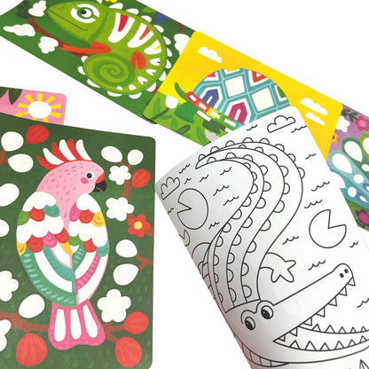 OOLY Awesome Animals Foil Art & Coloring Set - 12 Double-Sided Pages